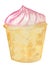 Watercolor muffin with pink cream. raster illustration for menu design