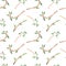 Watercolor multi directional seamless pattern with branches and leaves on a white background