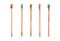 Watercolor multicolored match sticks on a white