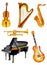 Watercolor musical instruments