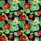 Watercolor nasturtium flowers. Version D. Floral seamless pattern for design.