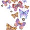 Watercolor natural colorful butterfly greeting card