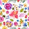 Watercolor natural seamless pattern