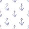 Watercolor nautical pattern. seamless pattern of blue anchor with rope