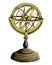 Watercolor navigation armillary sphere, vintage spherical astrolabe instrument illustration isolated on white