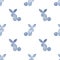 Watercolor navy blue rabbit silhouette seamless pattern on white background