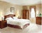 Watercolor of Neat bedroom with spacious bed and