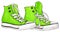Watercolor neon green sneakers pair shoes isolated vector
