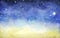 Watercolor night sky background with stars