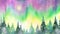 Watercolor northern lights Christmas background