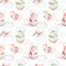 Watercolor nursery Dinosaur seamless pattern Tyrannosaurus Rex decorated with green prehistoric plants. Hand painted