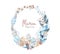 Watercolor nursery hand painted Marine seashell wreath with Cute little baby cat mermaid. Adorable fairy ocean animal