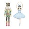 Watercolor Nutcracker Christmas fairy ballerina and toy soldier