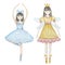 Watercolor Nutcracker Christmas two fairies ballerinas toys