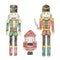 Watercolor Nutcracker Christmas two soldier toys
