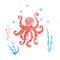 Watercolor octopus. Hand painted children illustration