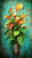 Watercolor Oil Painting of Still Life Peace Lilies Plant Canvas Background