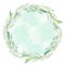 Watercolor olives branches wreath and green spot background