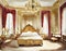 Watercolor of A of an opulent bedroom in the form of a