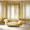 Watercolor of Opulent gold white living room with plush