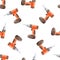 Watercolor orange drill tool seamless pattern on white