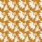 Watercolor orange flower motif background. Hand painted earthy whimsical seamless pattern. Modern floral linen textile
