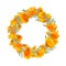 Watercolor orange flowers wreath with california poppies