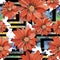 Watercolor orange gazania flowers. Floral botanical flower. Seamless background pattern.