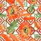 Watercolor orange gazania flowers. Floral botanical flower. Seamless background pattern.