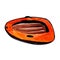 watercolor orange inflatable tourist boat without oars