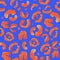 Watercolor orange leopard spots on blue bright seamless pattern