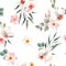 Watercolor orchid white flowers pattern