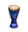 Watercolor original african djembe drum on white background.