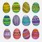 Watercolor ornamental Easter eggs set