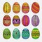 Watercolor ornamental Easter eggs set