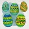 Watercolor ornamental Easter eggs set