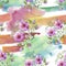 Watercolor ornamet of pink flower. Floral botanical flower. Seamless background pattern.