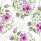 Watercolor ornamet of pink flower. Floral botanical flower. Seamless background pattern.