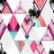 Watercolor ornate rhombuses seamless pattern.