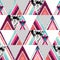 Watercolor ornate triangles seamless pattern.