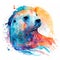 Watercolor otter portrait colorful painting on white background. Realistic wild animal illustration. Created with Generative AI