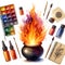 watercolor paint hot fire burn illustration