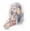 Watercolor paint poster Lion and baby