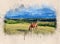 Watercolor painted beautiful brown horse