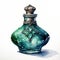 Watercolor painting of beautiful bottles with magical potion. Generative AI