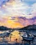 Watercolor Painting - Boats