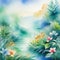 watercolor painting botanical dream landscape ethereal rough abstract background or
