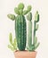 watercolor painting cactus room decoration home minimalist style