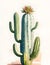 watercolor painting cactus room decoration home minimalist style