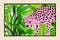 Watercolor painting on canvas. Printable botanical illustration for covers. Pink Panther .